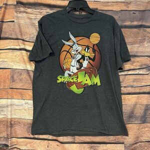 Looney Tunes Space Jam  T-Shirt XL Grey Bugs Daffy Tune Squad Basketball Tee